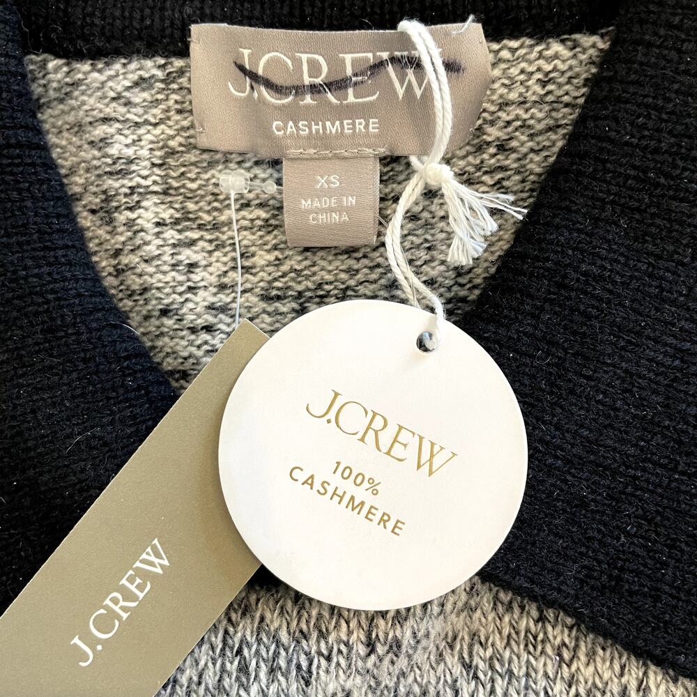 J.Crew Marled Cashmere Sweater Tee Short Sleeve Polo Luxury CG789 Black Grey XS - Picture 11 of 15